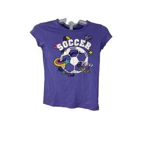 Old Navy Purple Short Sleeve Tee Soccer Graphic Girls Size 16